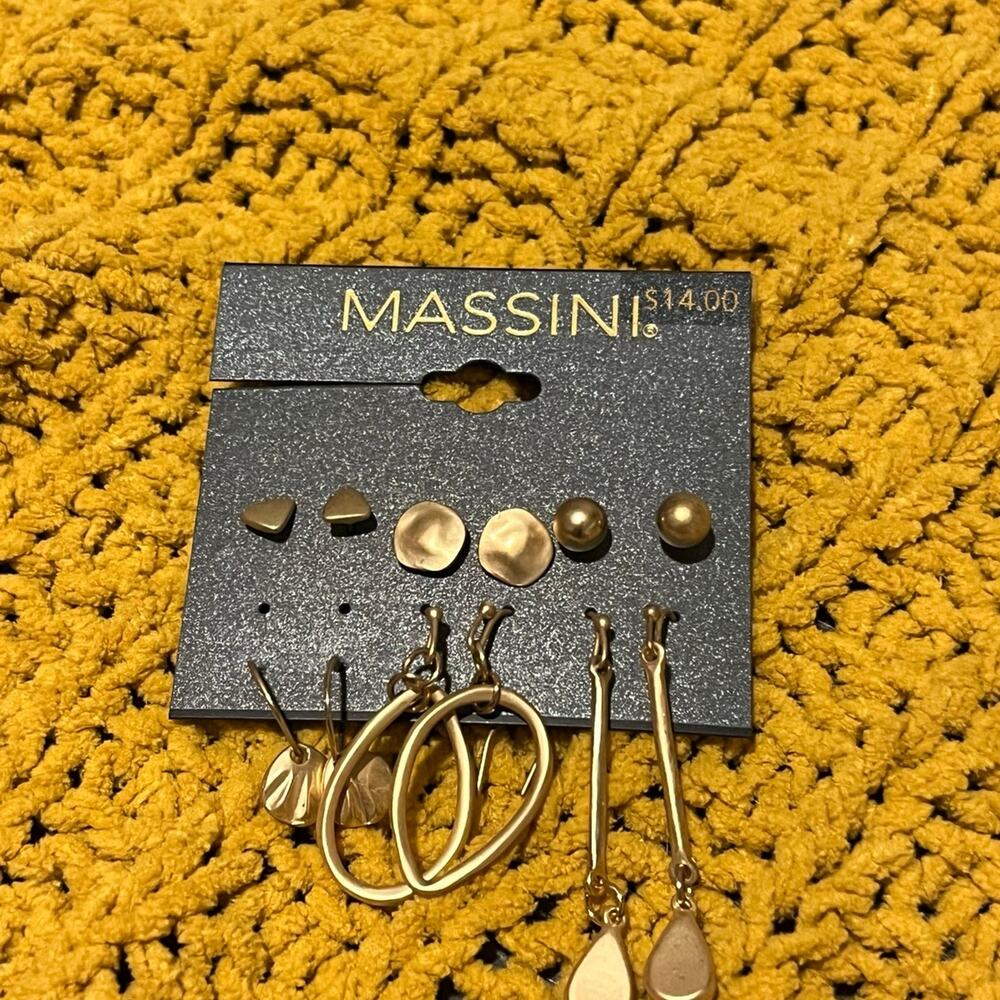 Massini Gold-Tone Earring Set - 6 Pairs - NEW
